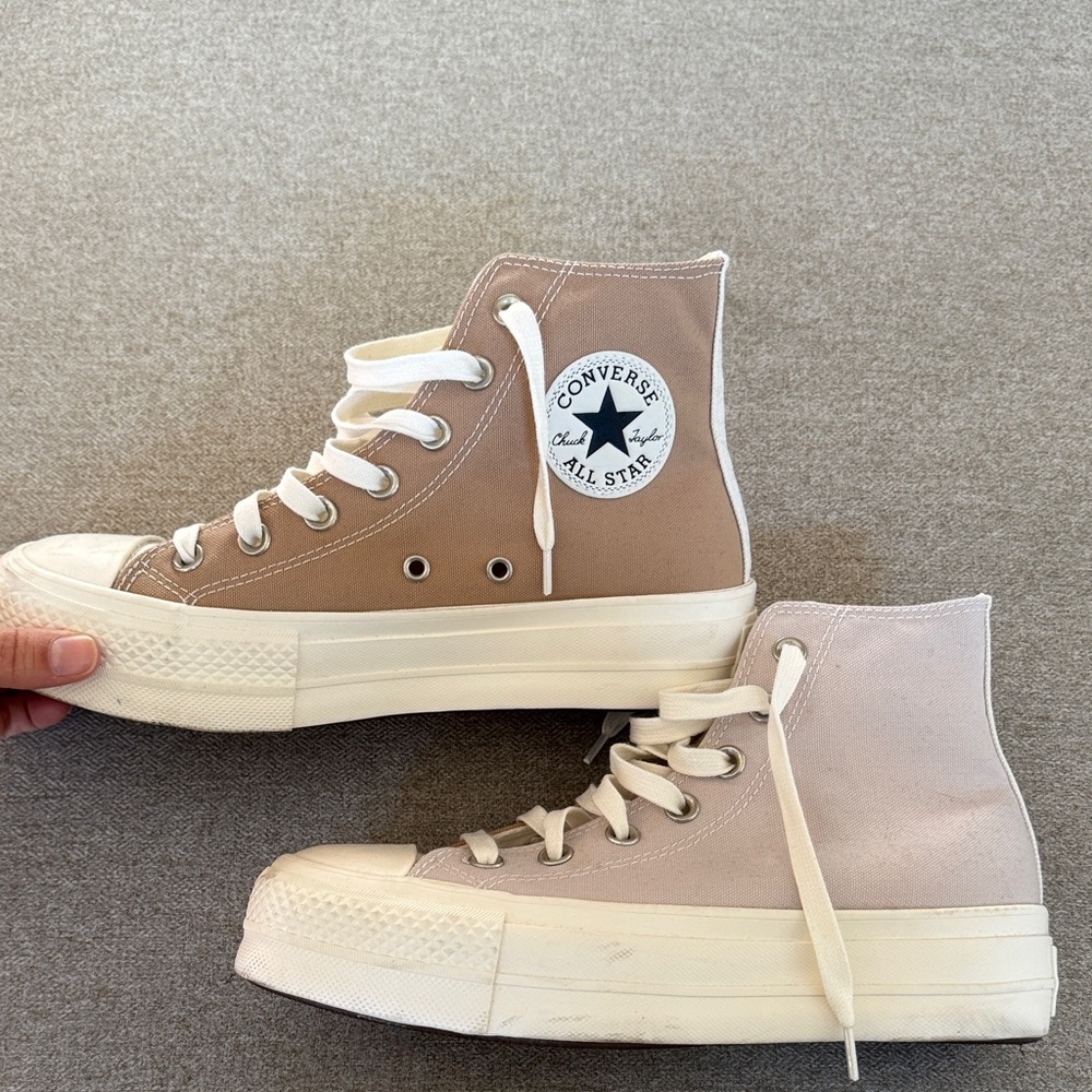 Converse High-Top Platform Sneakers - Brown and Cream